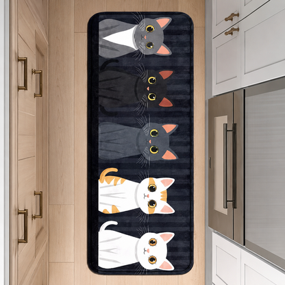 MEOWLIVA – Playful Cat Stripe Kitchen Mat for Cozy Spaces
