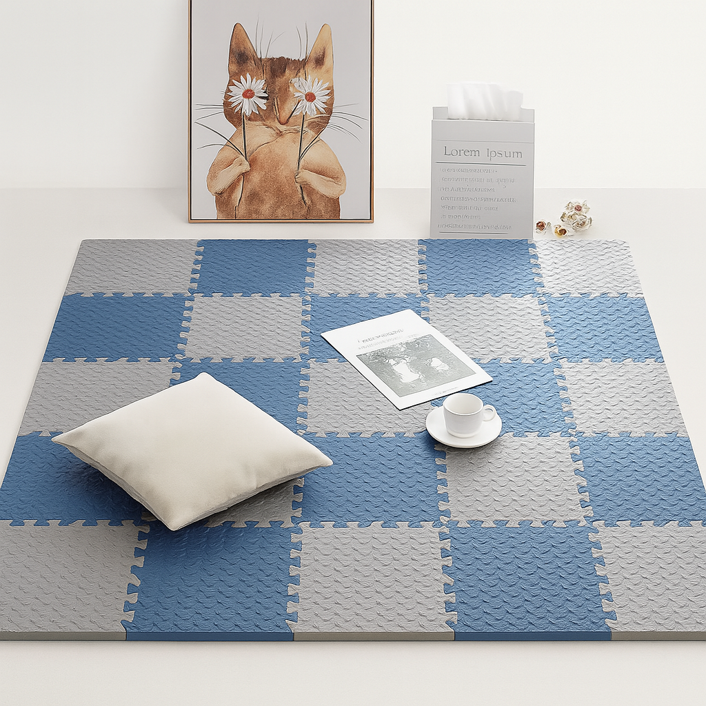 Interlocking Foam Floor Tiles 12x12 Inch Non-Slip Cushioned Baby Crawling Mat for Nursery Playroom Kids Activity Area Water-Resistant EVA Pu