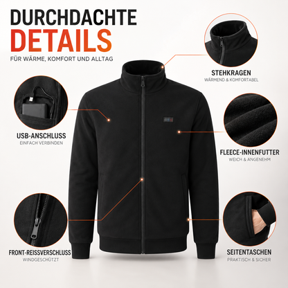 USB Powered Heated Jacket with 8 Heat Zones and Fleece Lining for Men and Women – Winter Warmth Coat