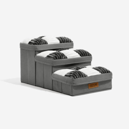 Pet Steps with Hidden Storage Compartments – Soft Padded Foldable Ramp for Small Dogs & Cats, Non-Slip Base