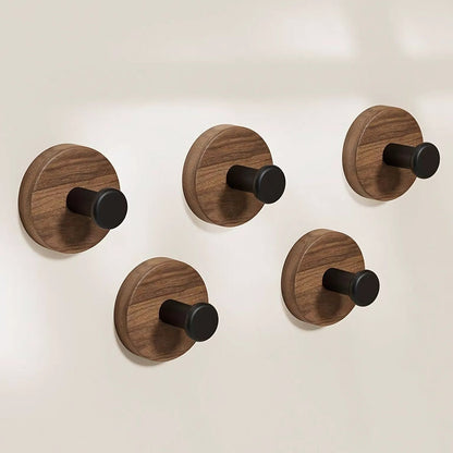 Chic Timber Coat Hooks for Wall - Self-Adhesive, Modern Design