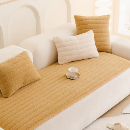 Soft Plush Couch Protector with Non-Slip Backing for Pets, Spills & Everyday Use in Living Room & Bedroom