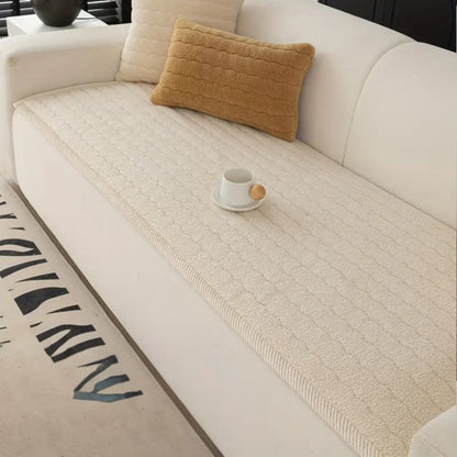 Soft Plush Couch Protector with Non-Slip Backing for Pets, Spills & Everyday Use in Living Room & Bedroom