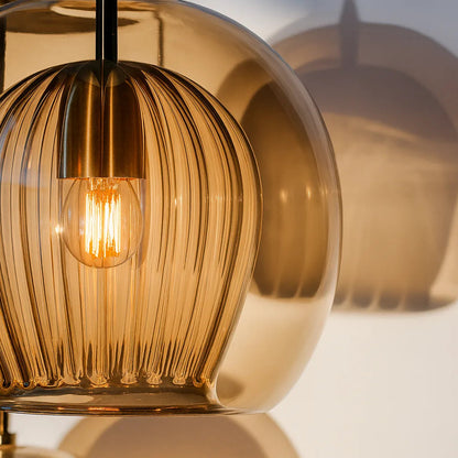 Chic Double Glass Pendant Light | Adjustable Dimming & Brass-Style Finish | Versatile Ceiling Lighting for Bright Illumination