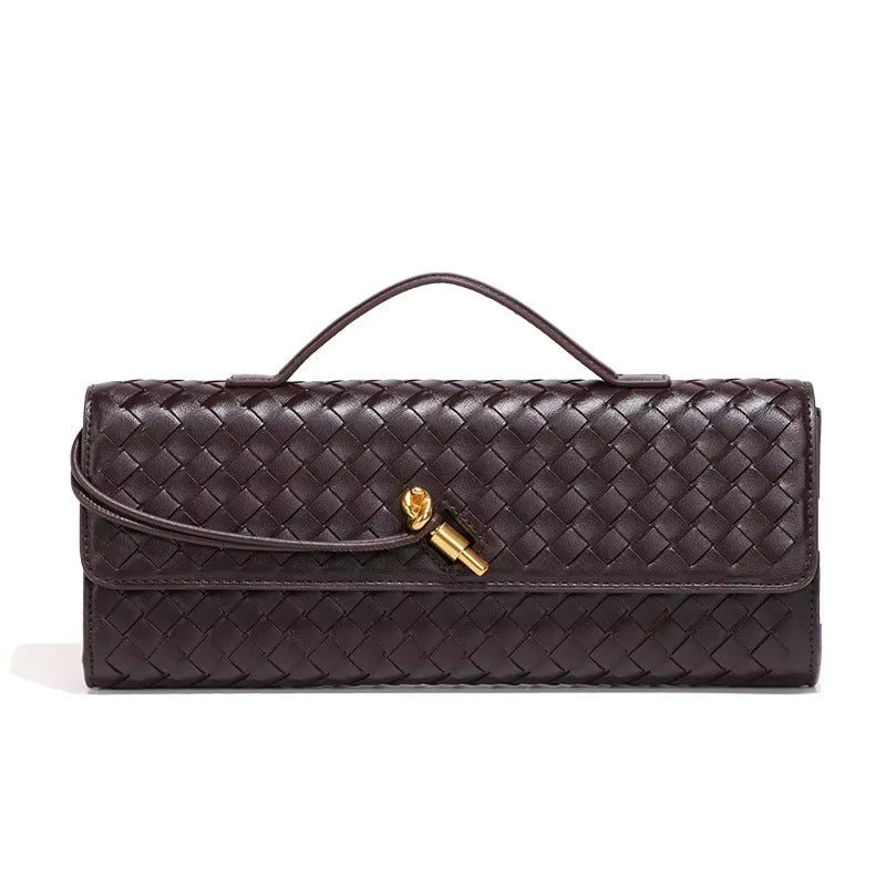 Chic Vegan Leather Clutch Bag with Hand-Braided Design for Timeless Style