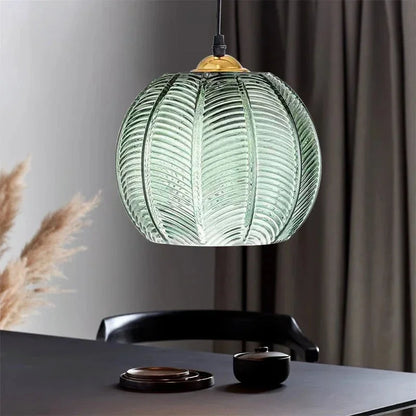 Hanging Ceiling Fixture with Organic Foliage Motif in Translucent Green – 12-Inch Diameter Drop Light for Dining Area, Kitchen Island, or Be