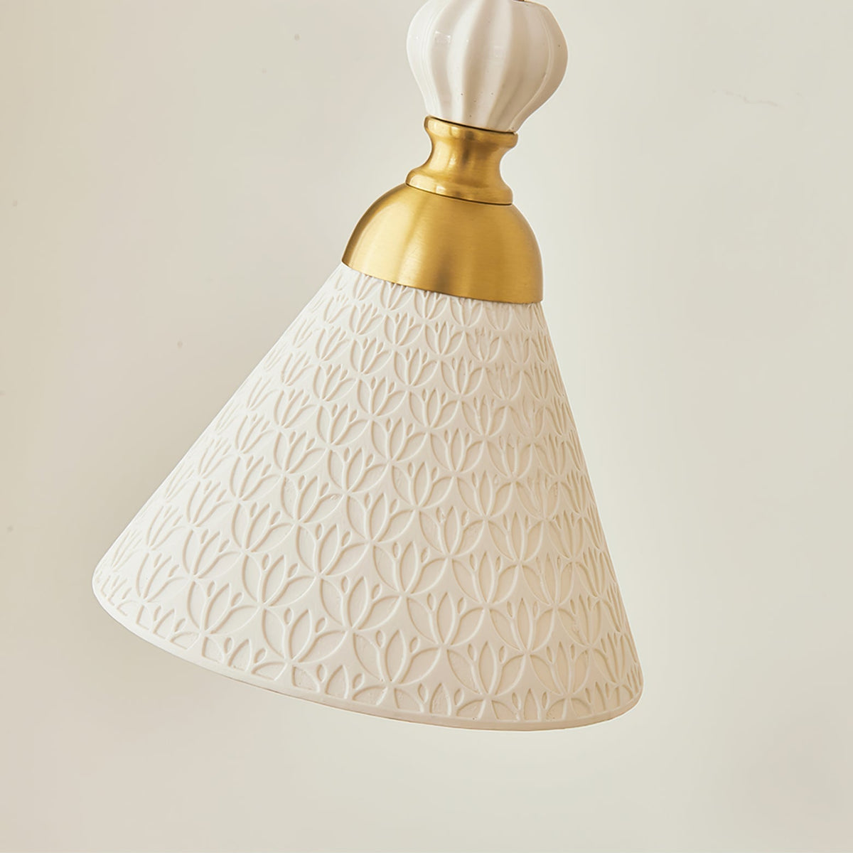 Hanging Ceiling Light Fixture White Ceramic Shade with Gold Hardware 9 in Adjustable Cord for Kitchen Island Dining Room Indoor Use E26 Sock