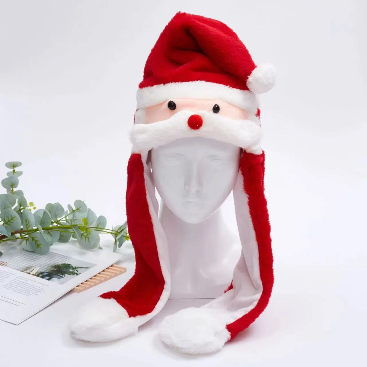 Plush Hat with Pop-Up Ears for Kids & Adults – Interactive Cosplay Beanie with Squeeze Paws | Fun Winter Accessory for Parties, Christmas