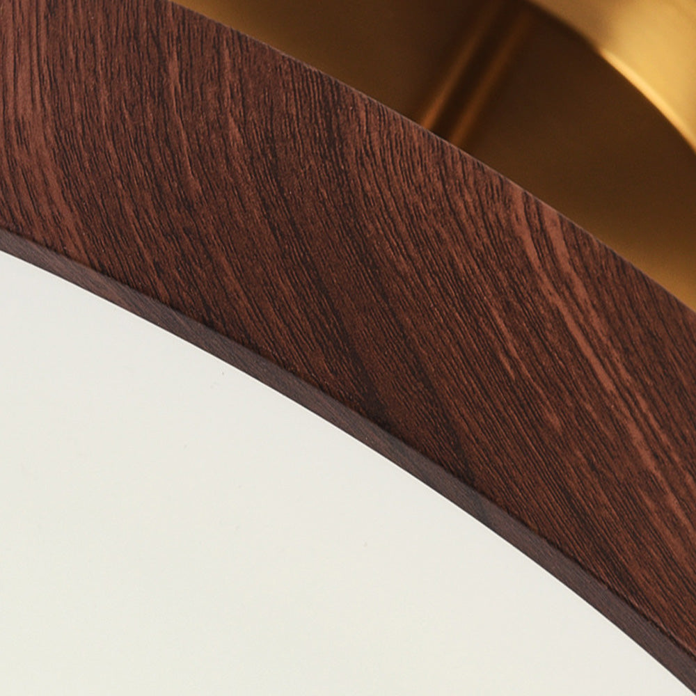 Semi-Flush Mount LED Fixture with Wood Grain Accent for Bedroom, Living Room & Dining Room Ambient Lighting