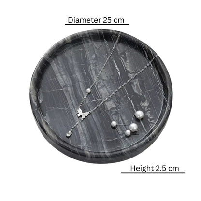 Cira Jewelry Tray - Premium Black Marble, Elegant Design