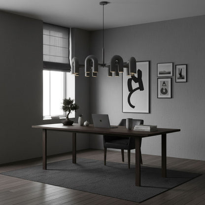 Contemporary Adjustable Multi-Head Ceiling Light Fixture with Rotating Arms for Dining Room Bedroom Living Space 40-Inch Modular Suspended L