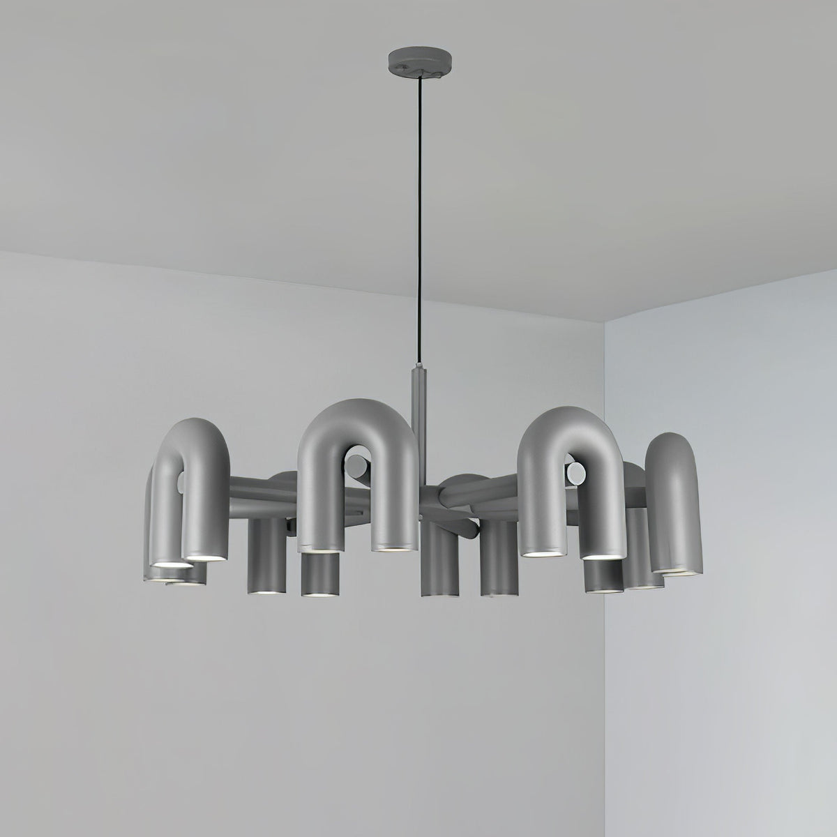 Contemporary Adjustable Multi-Head Ceiling Light Fixture with Rotating Arms for Dining Room Bedroom Living Space 40-Inch Modular Suspended L