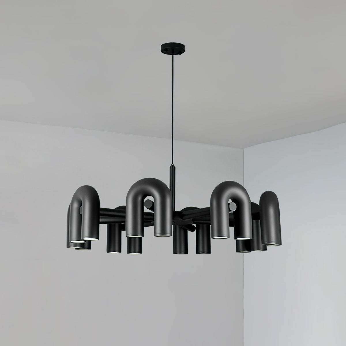 Contemporary Adjustable Multi-Head Ceiling Light Fixture with Rotating Arms for Dining Room Bedroom Living Space 40-Inch Modular Suspended L