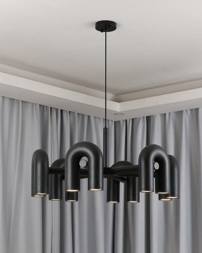 Contemporary Adjustable Multi-Head Ceiling Light Fixture with Rotating Arms for Dining Room Bedroom Living Space 40-Inch Modular Suspended L