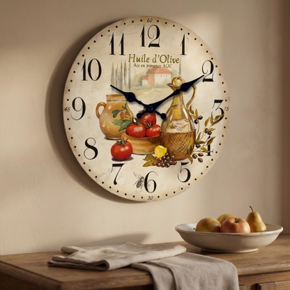 Classiqua Wall Clock Decor - Provençal Style Wooden, Silent Design