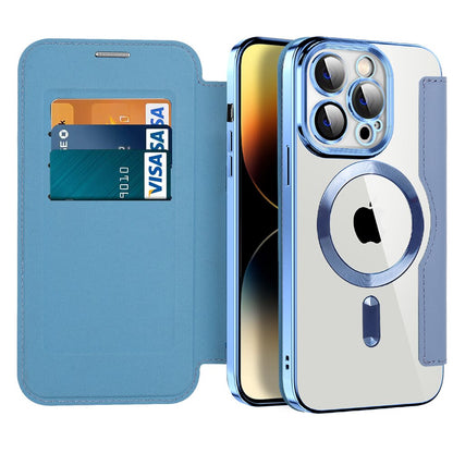 Transparent Card Holder iPhone Case with MagSafe Magnetic Wallet & RFID Protection for 12 13 14 15 16 17 Pro Max Air Plus