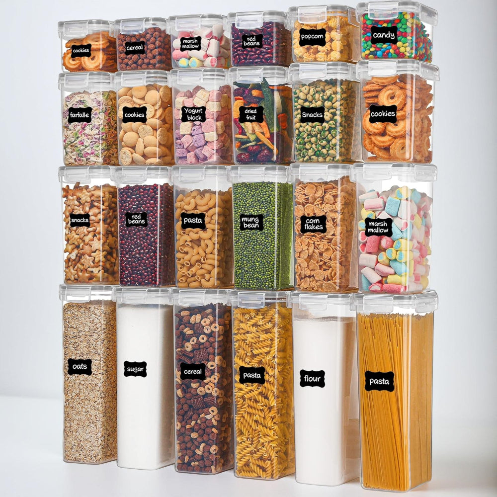 Clear Kitchen Storage Set | Airtight Food Storage Containers with Stackable Design | Efficient Organization for Pantry and Cabinet