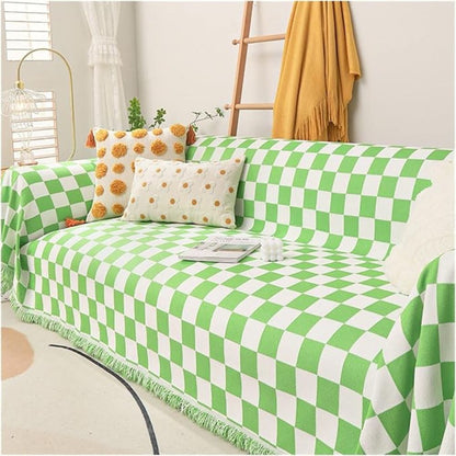 Cleo Sofa Cover - Microfiber Chenille, Pet-Friendly Checkerboard Pattern