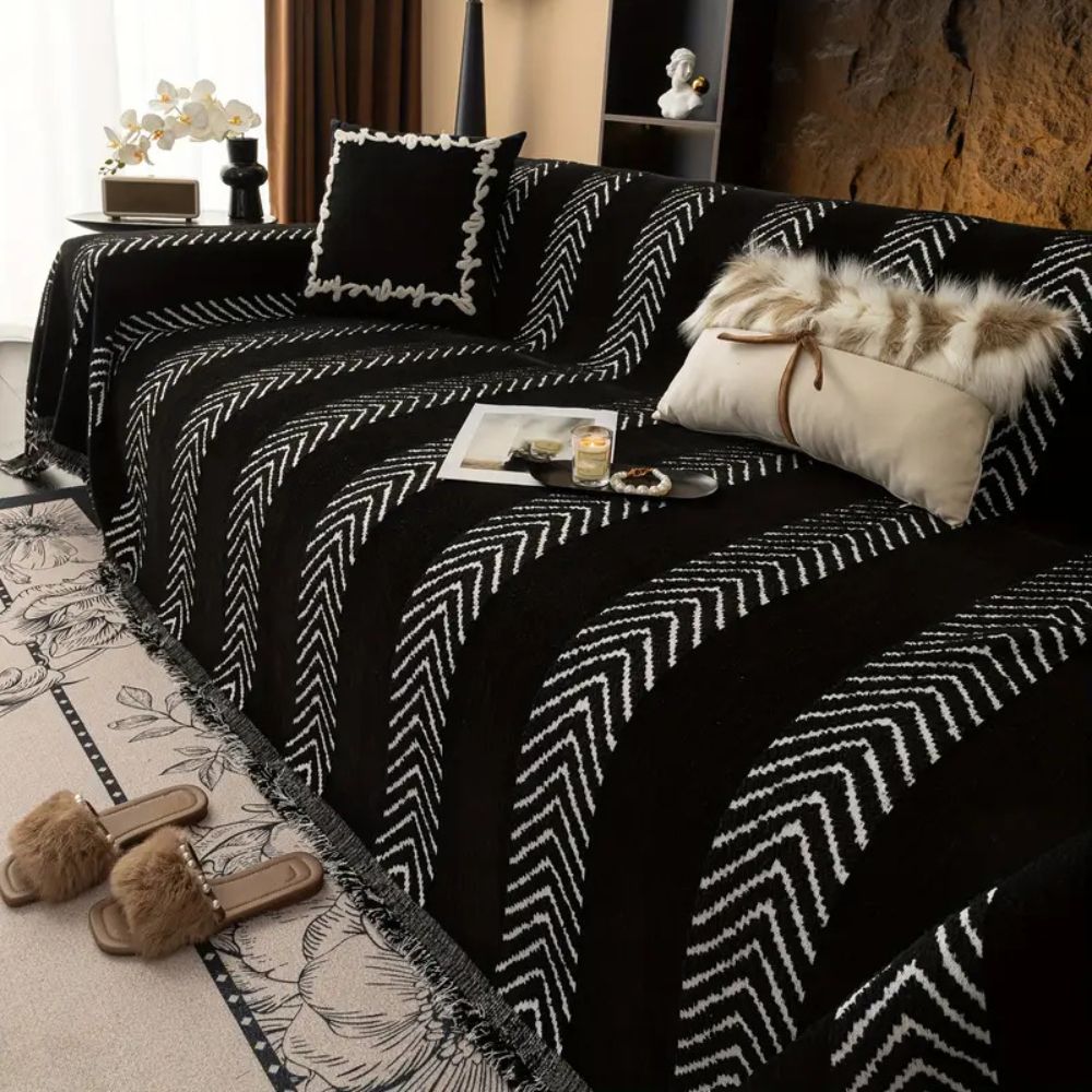 Clo Sofa Cover - Soft Microfiber, Chevron Design for Couch and Sectional