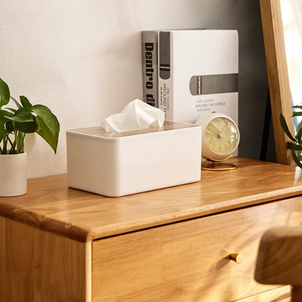 Housse de boîte à mouchoirs Cleo - Couvercle en bambou, design minimaliste