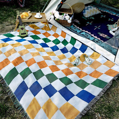 Clever Checkerboard Blanket - Polycotton Blend, Versatile Design