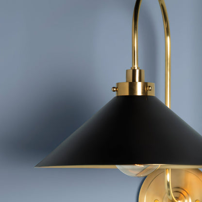 Hardwired Metal Wall Sconce with Downward Cone Shade E26 E27 Socket for Hallway Bedroom Living Room Indoor Lighting Fixture