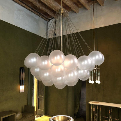 Hanging Ceiling Light Multi-Globe Frosted Glass Fixture Gold Black Chrome for Dining Room Kitchen Island Entryway Indoor Chandelier Adjustab