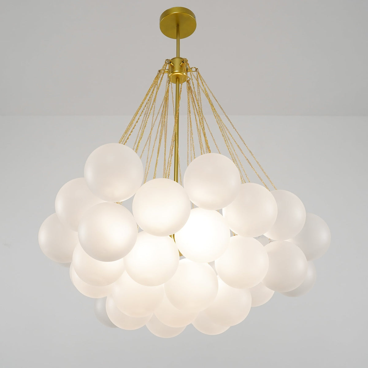 Hanging Ceiling Light Multi-Globe Frosted Glass Fixture Gold Black Chrome for Dining Room Kitchen Island Entryway Indoor Chandelier Adjustab