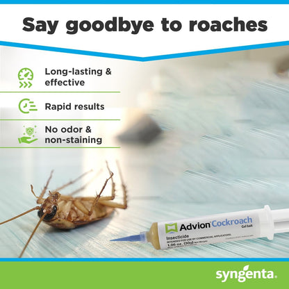 Roach Bait Gel Syringe for Indoor & Outdoor Pest Control, Non-Repellent Formula, Cockroach Killer for Kitchens & Homes