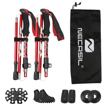 Collapsible Hiking Poles | Lightweight Trekking Support with Adjustable Length | Comfortable Grip for Enhanced Stability