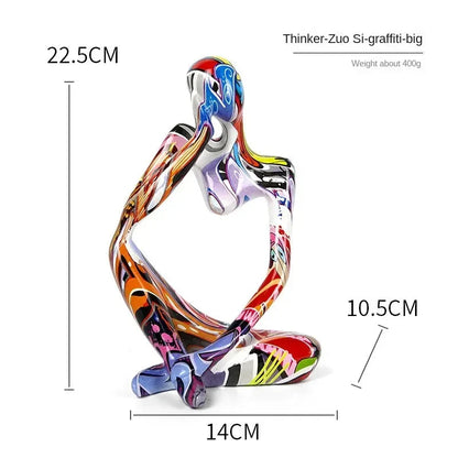 Abstract Thinker Sculpture Resin Desktop Figurine Modern Art Statue for Home Office Shelf Decor Minimalist Accent Piece