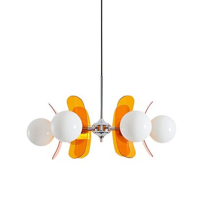Multi-Bulb Hanging Fixture Chrome & Acrylic Starburst Design for Dining Room Kitchen Living Room 24-32 in Diameter