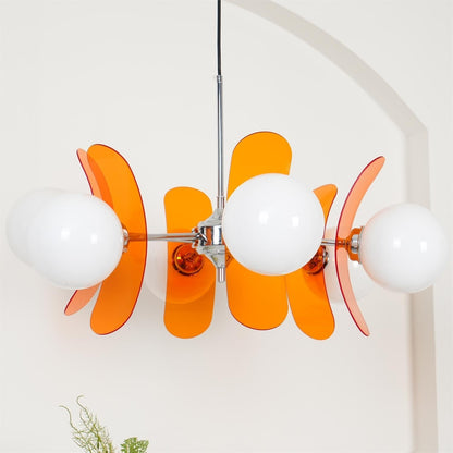 Multi-Bulb Hanging Fixture Chrome & Acrylic Starburst Design for Dining Room Kitchen Living Room 24-32 in Diameter