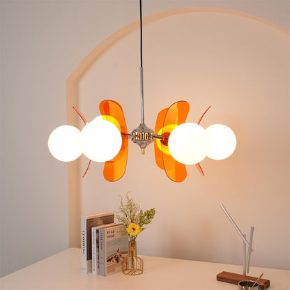 Multi-Bulb Hanging Fixture Chrome & Acrylic Starburst Design for Dining Room Kitchen Living Room 24-32 in Diameter