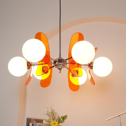 Multi-Bulb Hanging Fixture Chrome & Acrylic Starburst Design for Dining Room Kitchen Living Room 24-32 in Diameter