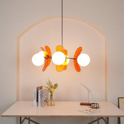 Multi-Bulb Hanging Fixture Chrome & Acrylic Starburst Design for Dining Room Kitchen Living Room 24-32 in Diameter