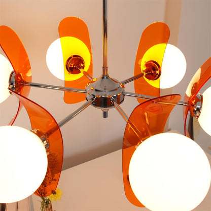 Multi-Bulb Hanging Fixture Chrome & Acrylic Starburst Design for Dining Room Kitchen Living Room 24-32 in Diameter