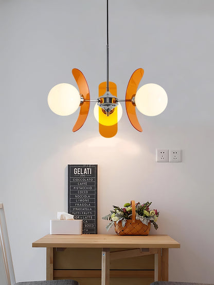 Multi-Bulb Hanging Fixture Chrome & Acrylic Starburst Design for Dining Room Kitchen Living Room 24-32 in Diameter