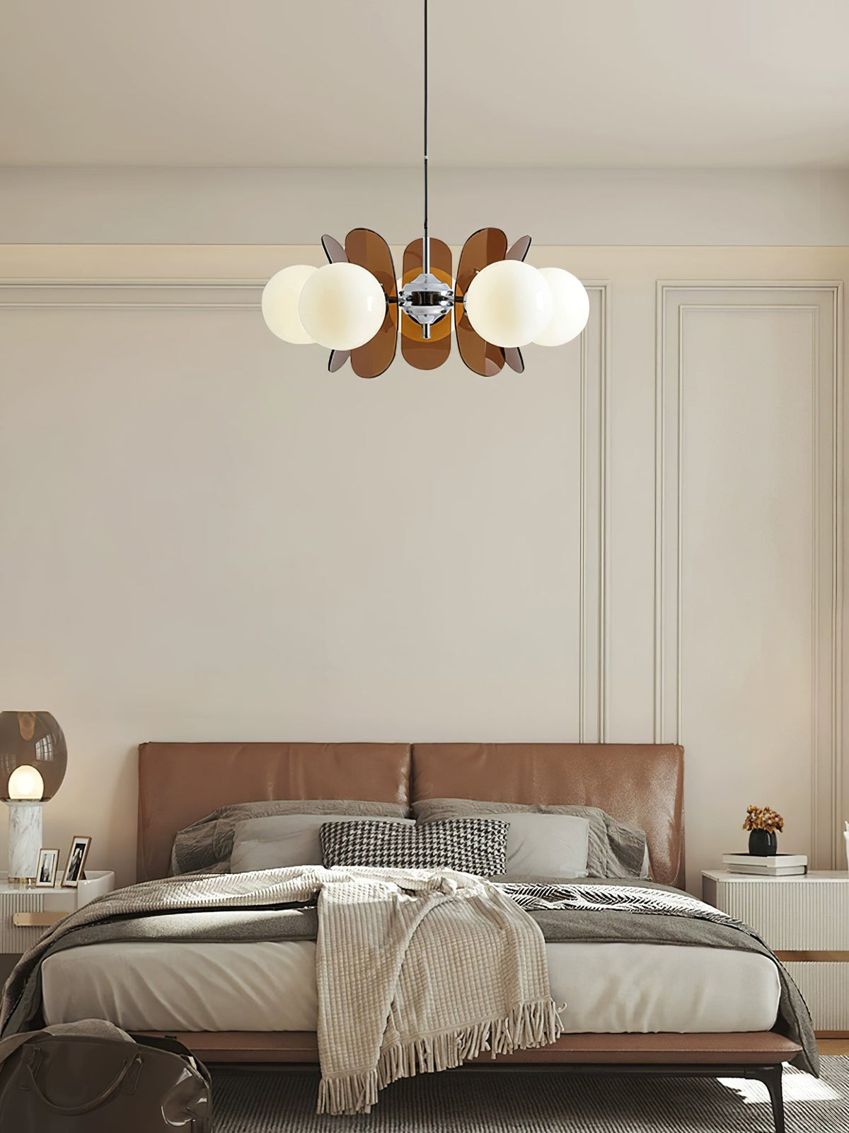 Multi-Bulb Hanging Fixture Chrome & Acrylic Starburst Design for Dining Room Kitchen Living Room 24-32 in Diameter