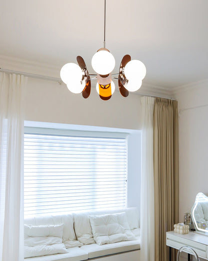 Multi-Bulb Hanging Fixture Chrome & Acrylic Starburst Design for Dining Room Kitchen Living Room 24-32 in Diameter