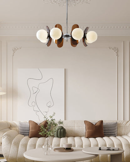 Multi-Bulb Hanging Fixture Chrome & Acrylic Starburst Design for Dining Room Kitchen Living Room 24-32 in Diameter