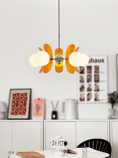 Multi-Bulb Hanging Fixture Chrome & Acrylic Starburst Design for Dining Room Kitchen Living Room 24-32 in Diameter