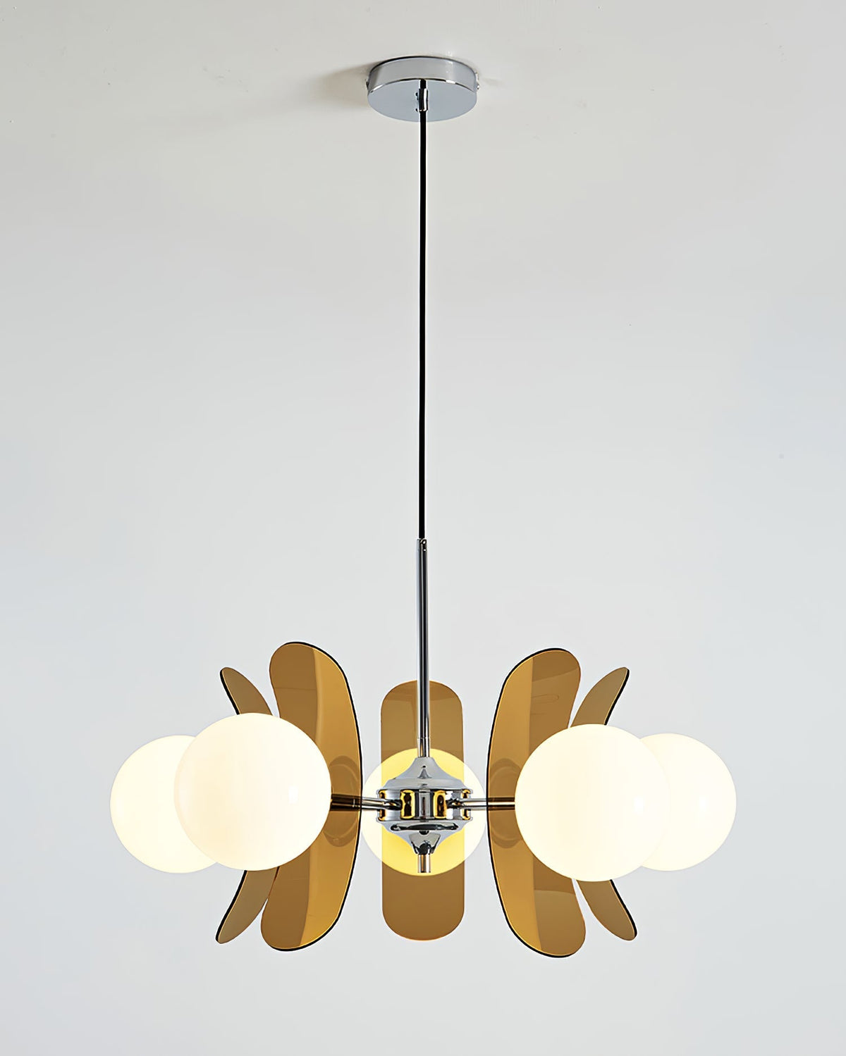 Multi-Bulb Hanging Fixture Chrome & Acrylic Starburst Design for Dining Room Kitchen Living Room 24-32 in Diameter