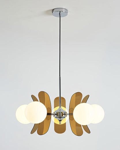 Multi-Bulb Hanging Fixture Chrome & Acrylic Starburst Design for Dining Room Kitchen Living Room 24-32 in Diameter