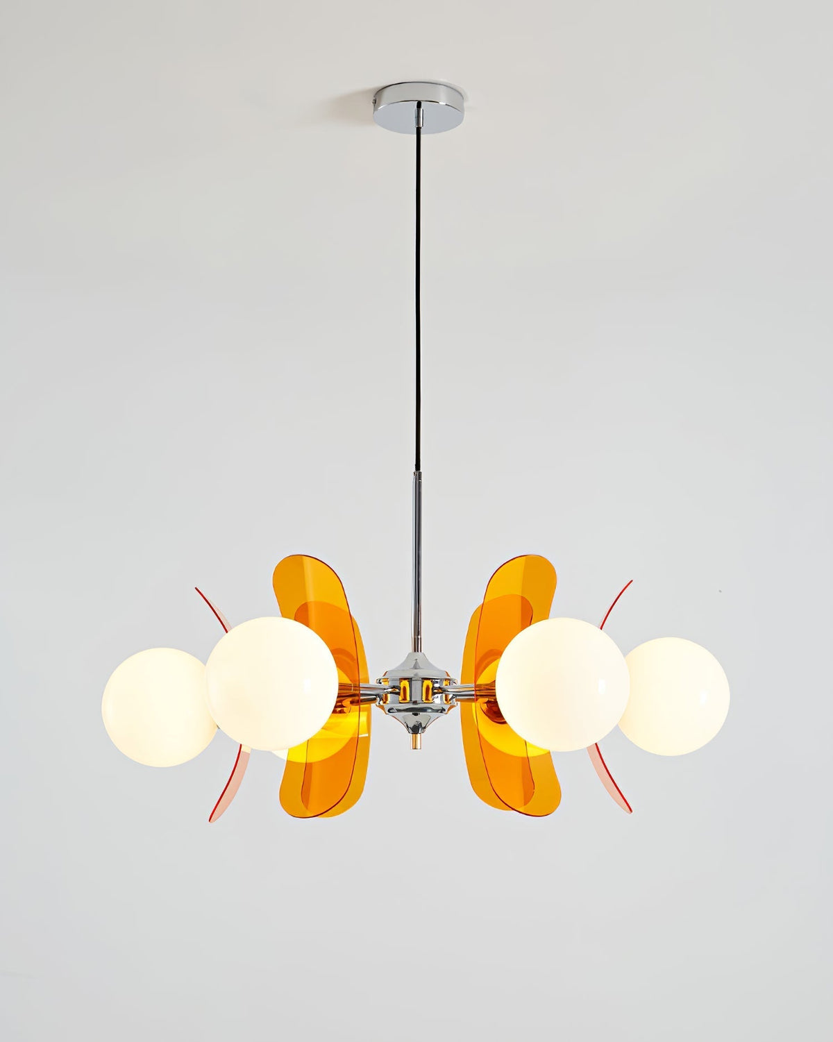 Multi-Bulb Hanging Fixture Chrome & Acrylic Starburst Design for Dining Room Kitchen Living Room 24-32 in Diameter