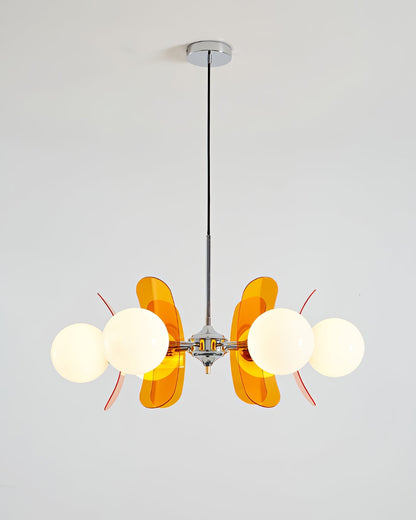 Multi-Bulb Hanging Fixture Chrome & Acrylic Starburst Design for Dining Room Kitchen Living Room 24-32 in Diameter