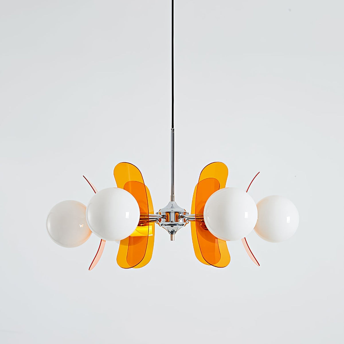 Multi-Bulb Hanging Fixture Chrome & Acrylic Starburst Design for Dining Room Kitchen Living Room 24-32 in Diameter