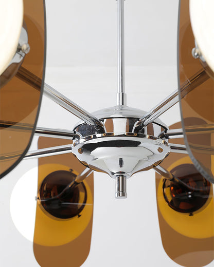 Multi-Bulb Hanging Fixture Chrome & Acrylic Starburst Design for Dining Room Kitchen Living Room 24-32 in Diameter
