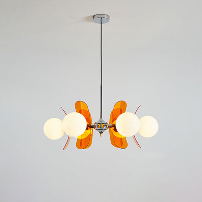 Multi-Bulb Hanging Fixture Chrome & Acrylic Starburst Design for Dining Room Kitchen Living Room 24-32 in Diameter