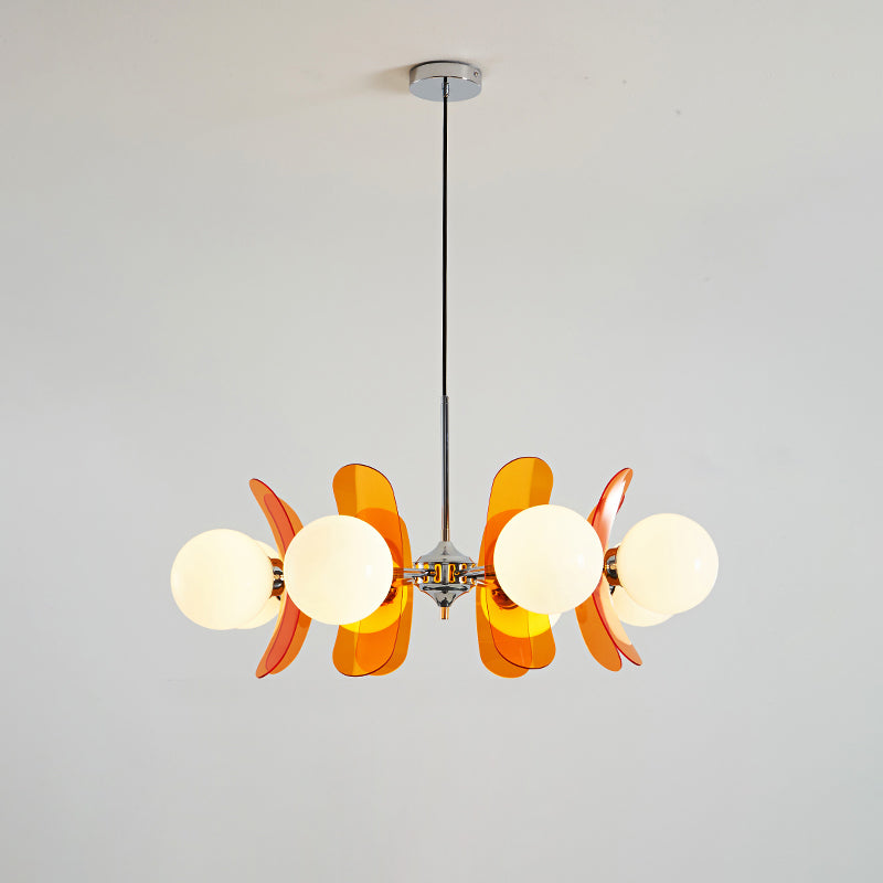 Multi-Bulb Hanging Fixture Chrome & Acrylic Starburst Design for Dining Room Kitchen Living Room 24-32 in Diameter